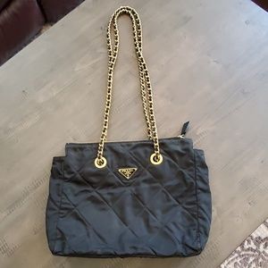 Vintage prada bag in quilted black nylon.